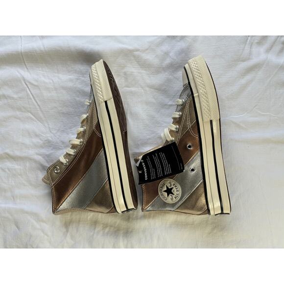NWOB Converse Chuck 70 Hi‎ Metallic Rainbow Women 6 Pure Silver/Egret Sneaker - Picture 3 of 11